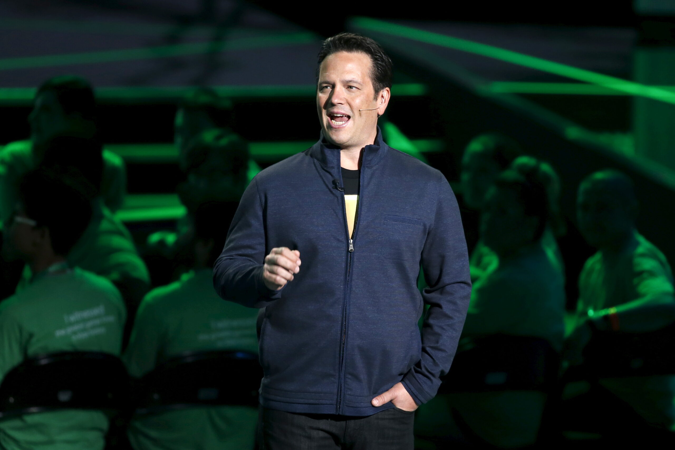 Phil Spencer, head of Xbox, announces backwards compatibility to play all Xbox 360 games on the Xbox One during game publisher Microsoft's Xbox media briefing before the opening day of the Electronic Entertainment Expo, or E3, in Los Angeles, California, United States, June 15, 2015. REUTERS/Lucy Nicholson 