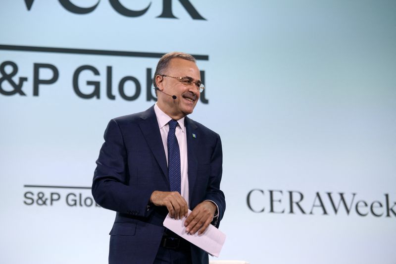 Saudi Aramco president and CEO Amin Nasser speaks during the CERAWeek oil summit in Houston, Texas, on March 18, 2024.