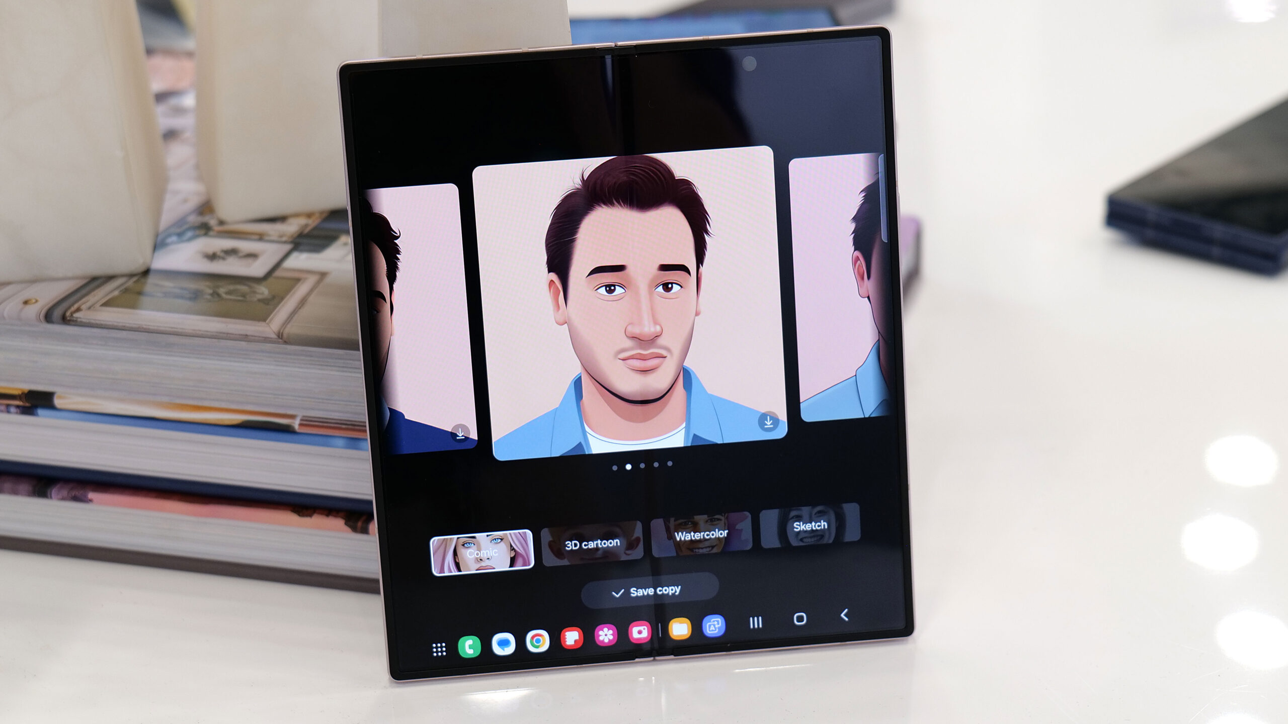 An example of Samsung's new AI-powered Portrait Studio feature on the Galaxy Z Fold 6. 