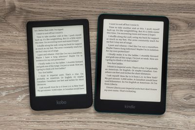 The Kobo Clara BW next to the new Amazon Kindle Paperwhite Signature Edition.