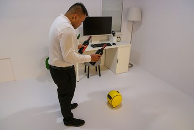 A photo of Samsung’s Ballie robot at CES 2025.