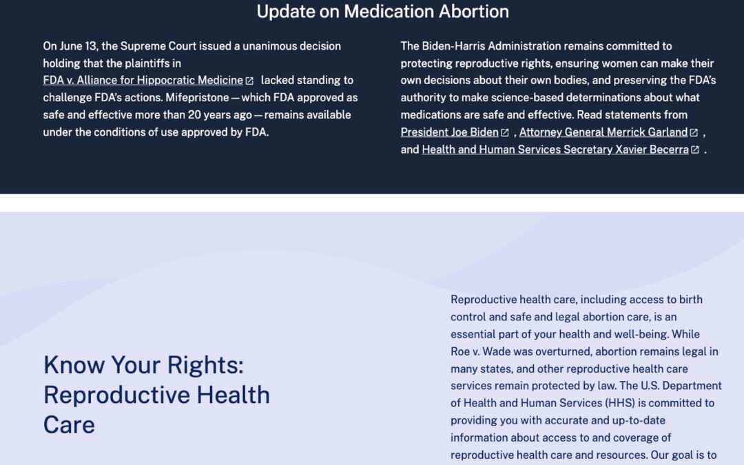 A federal website on reproductive rights has vanished