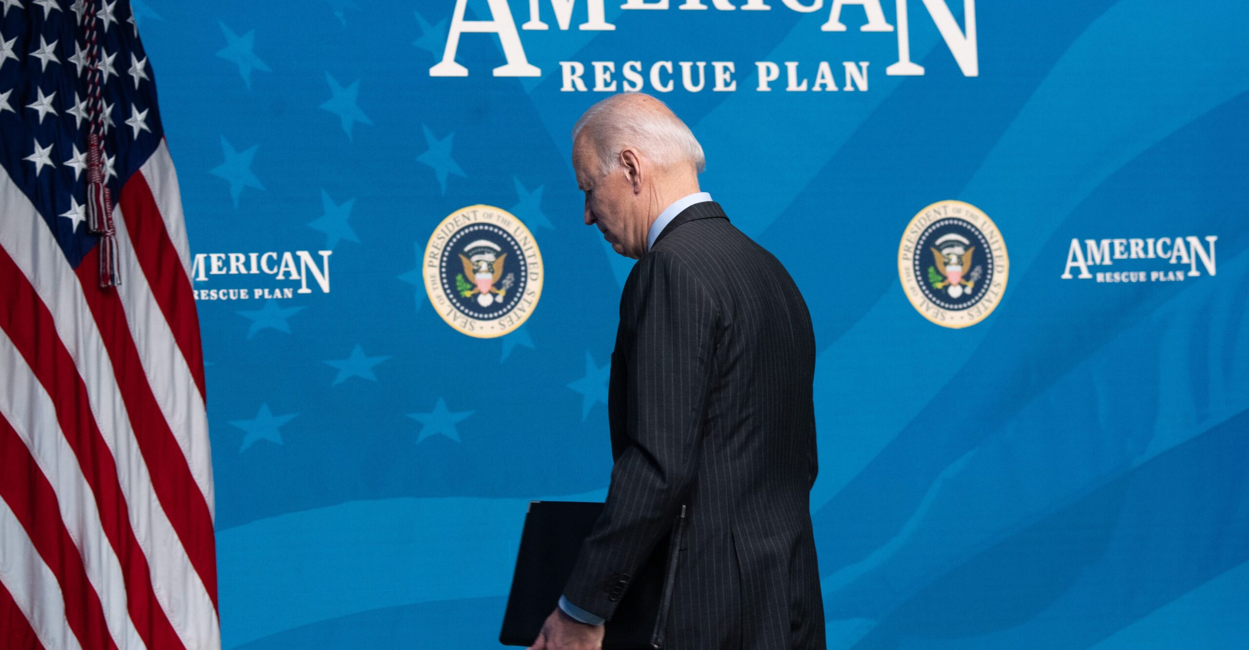 Biden leaving a press conference