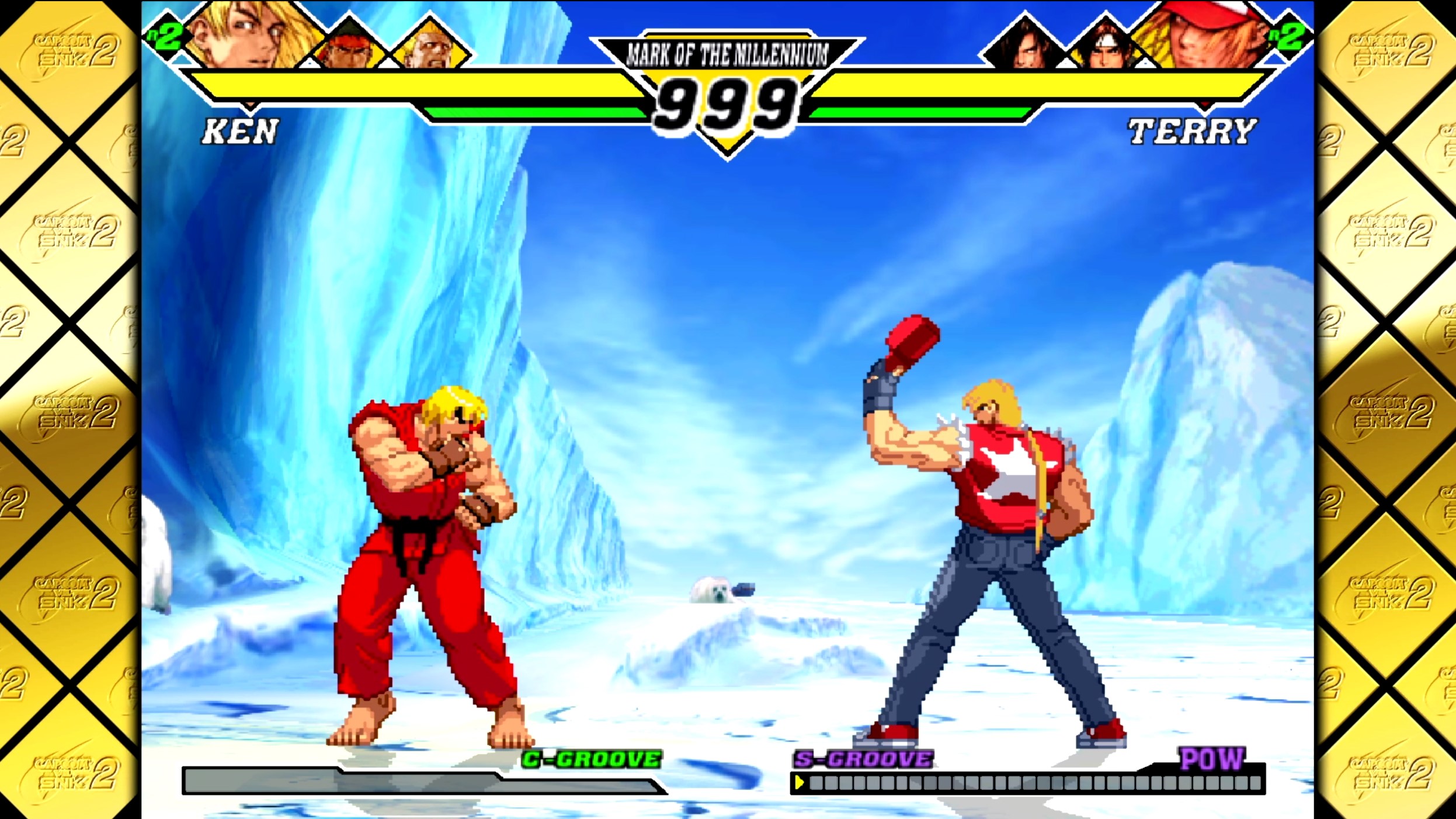 A screenshot of Capcom vs. SNK 2: Mark of the Millennium from the Capcom Fighting Collection 2.