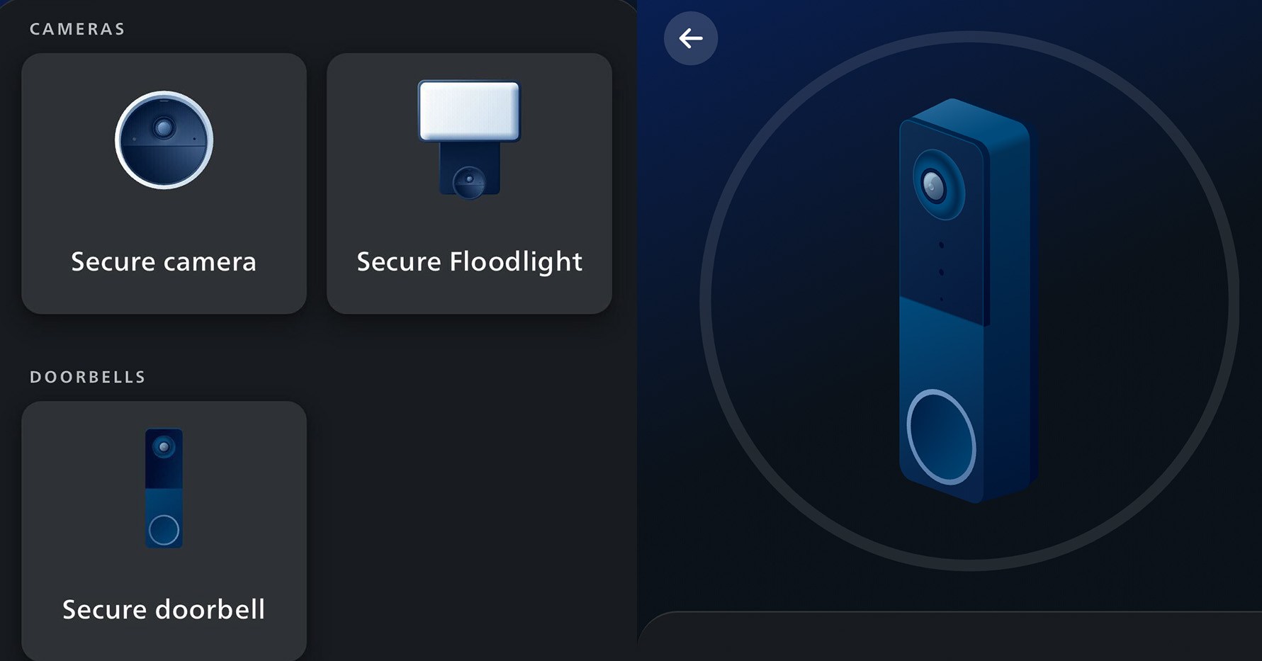 Screenshots showing the Secure doorbell in the Hue app.