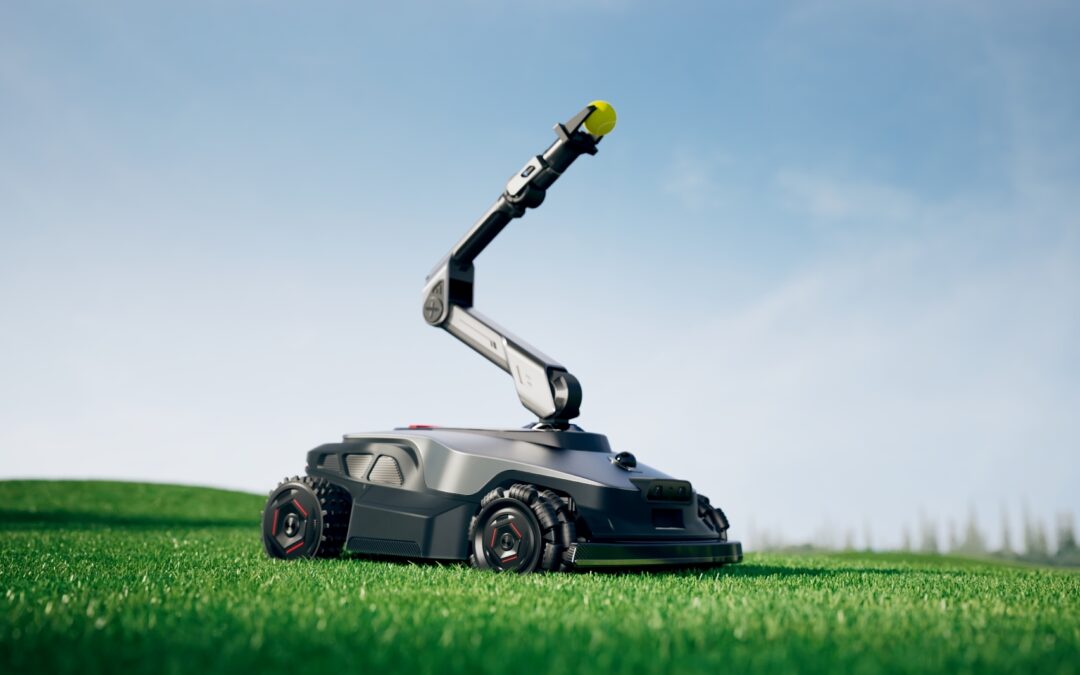This robot lawnmower is designed to pick fruit and throw your dog a ball