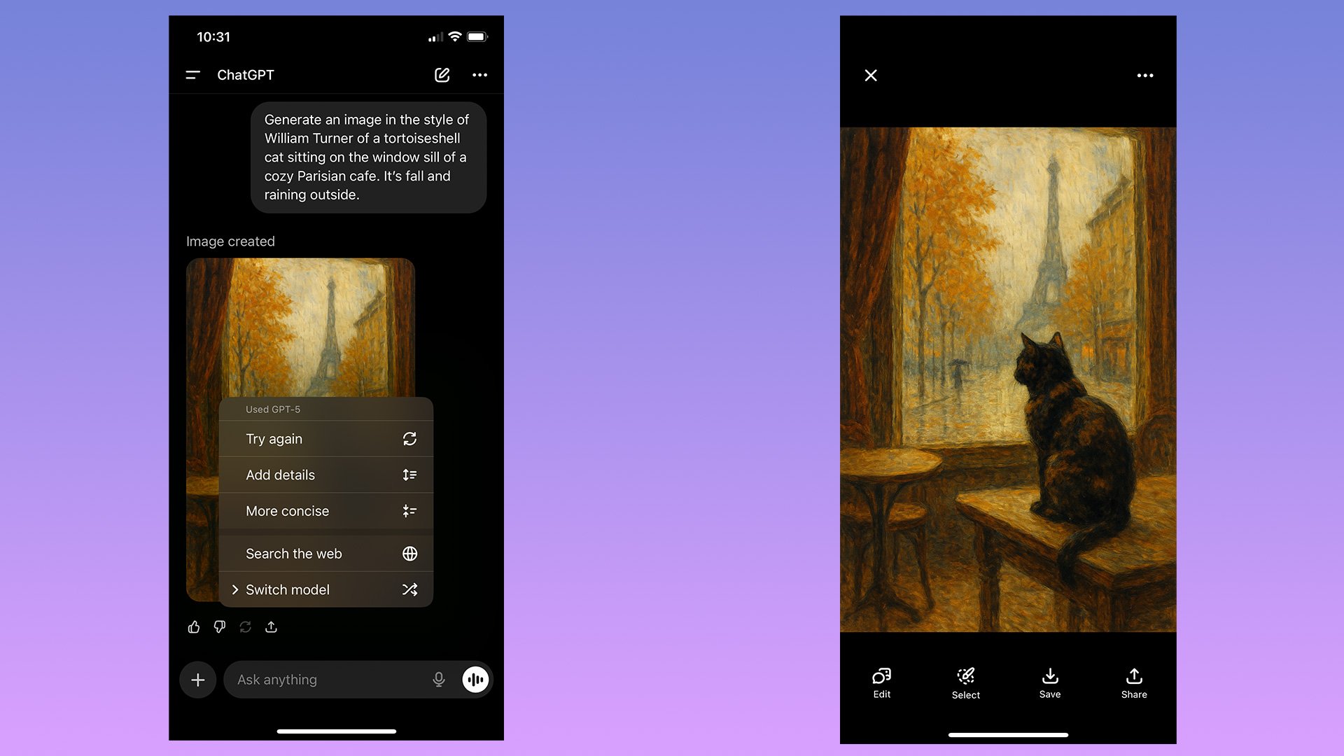ChatGPT gives you a few different ways to modify an image to your liking.