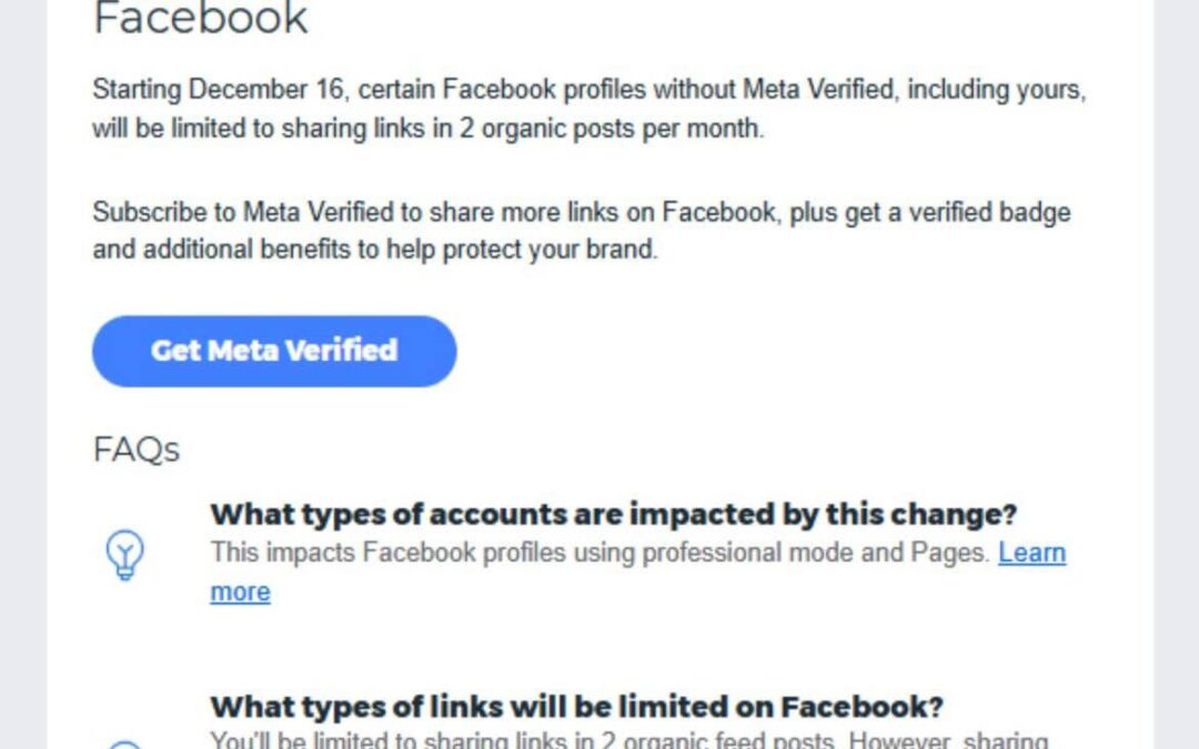 A Facebook test makes link-sharing a paid feature for creators