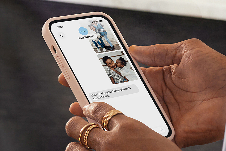 You can now text photos directly to Aura’s digital picture frames