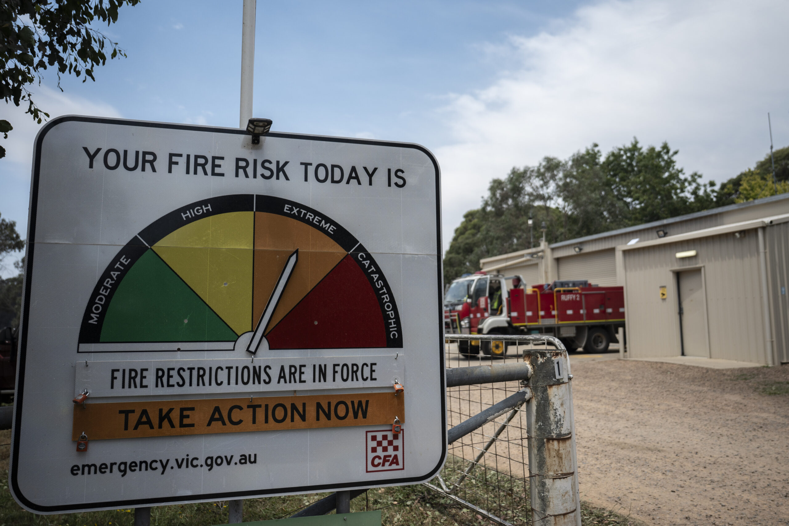 A fire risk rating chart pointed to “extreme” 