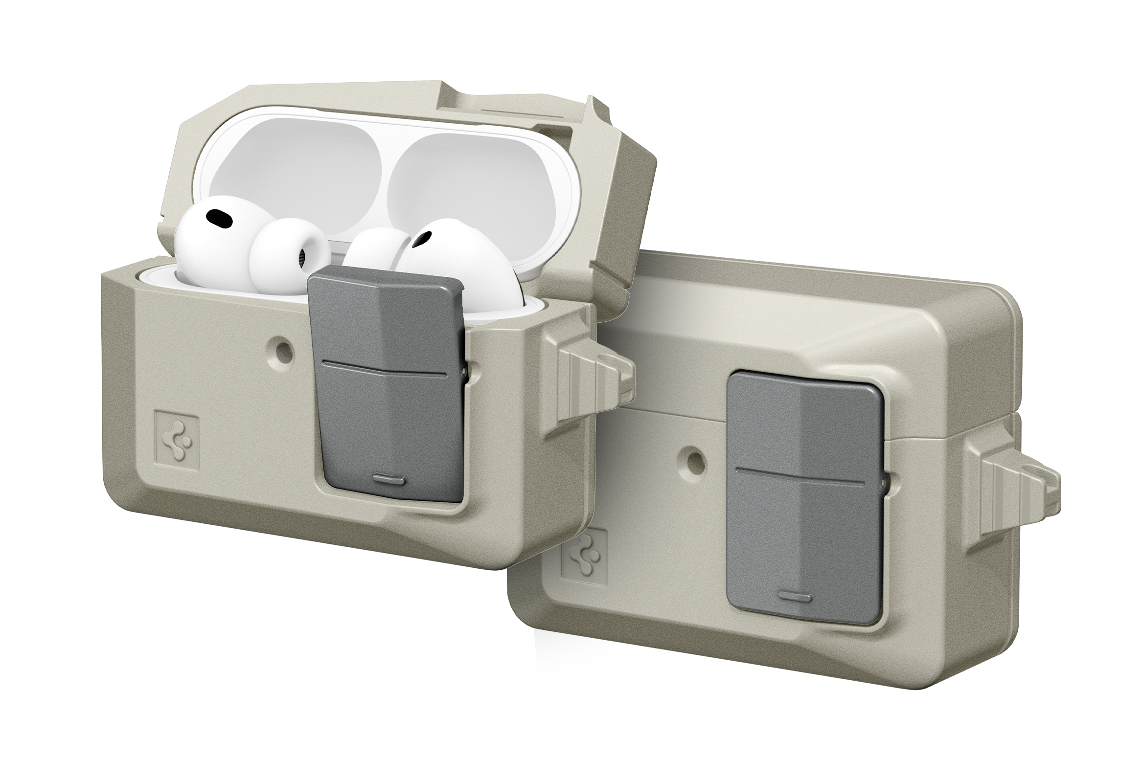 The Spigen Classic LS AirPods Pro 3 case with the charging case's lid opened and closed. The Spigen Classic LS AirPods Pro 3 case with the charging case's lid opened and closed.