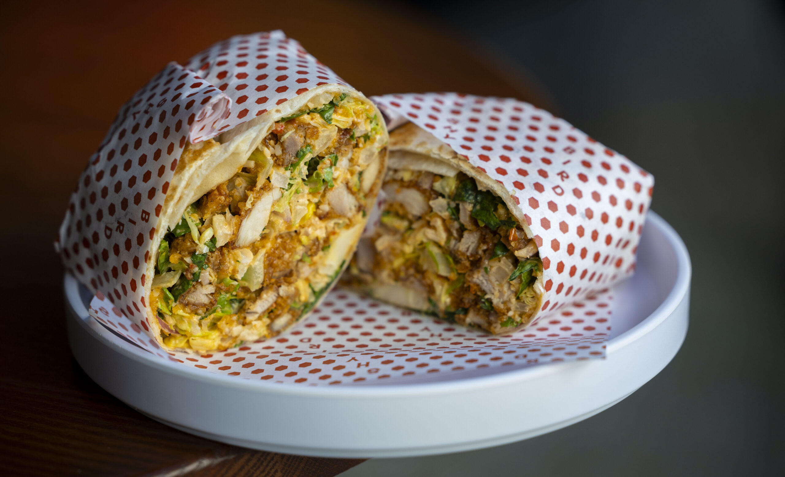 Chicken caesar wrap on a plate