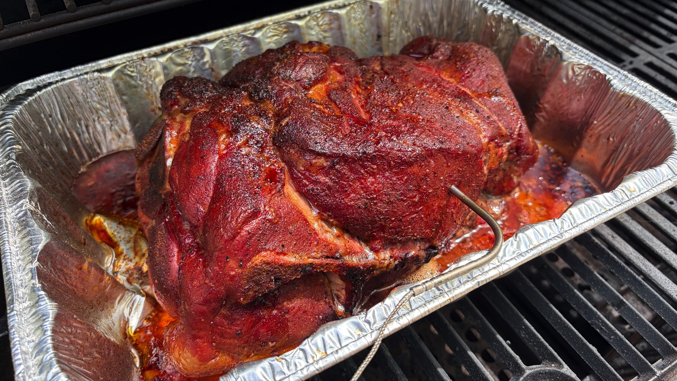 A pork shoulder (Boston Butt) cooked on the X-Fire Pro