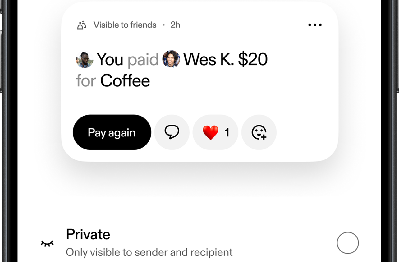 A screenshot of Venmo's redesigned feed.