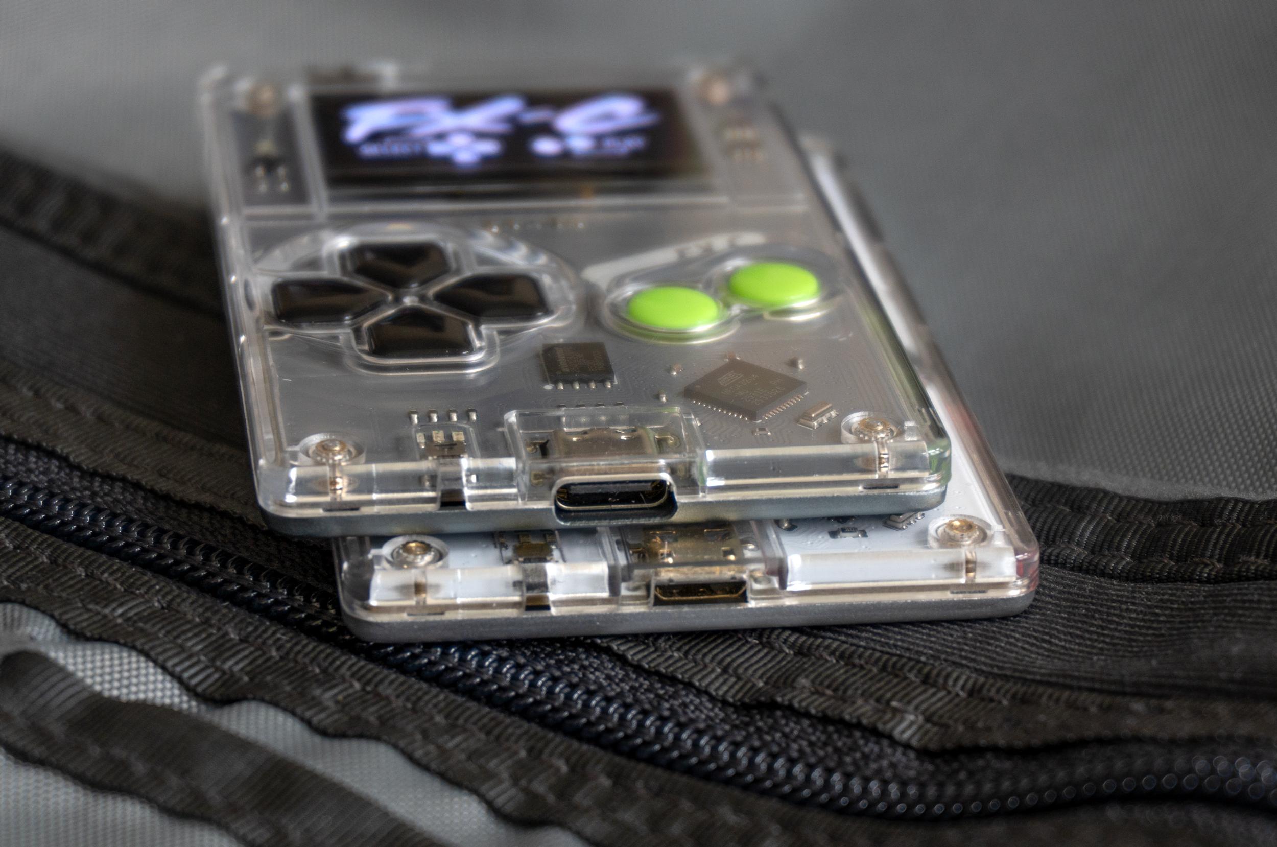 The original Arduboy and Arduboy FX-C’s USB ports compared.