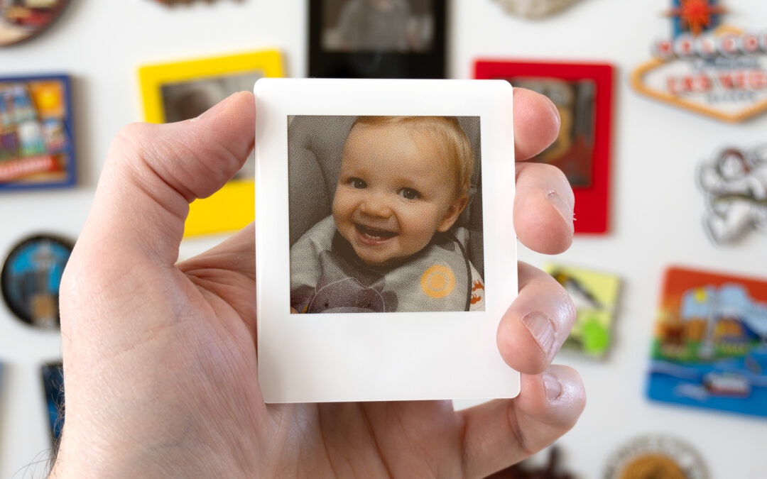 These reusable digital Polaroids are a clever way to cover a fridge in memories