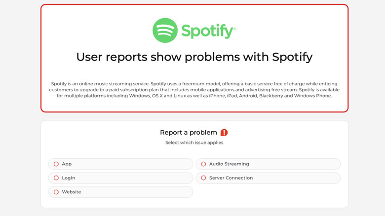 Spotify is down for some users