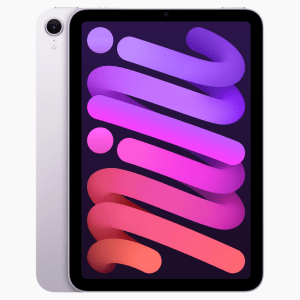 The iPad Mini (2024) in purple on a light gray background.