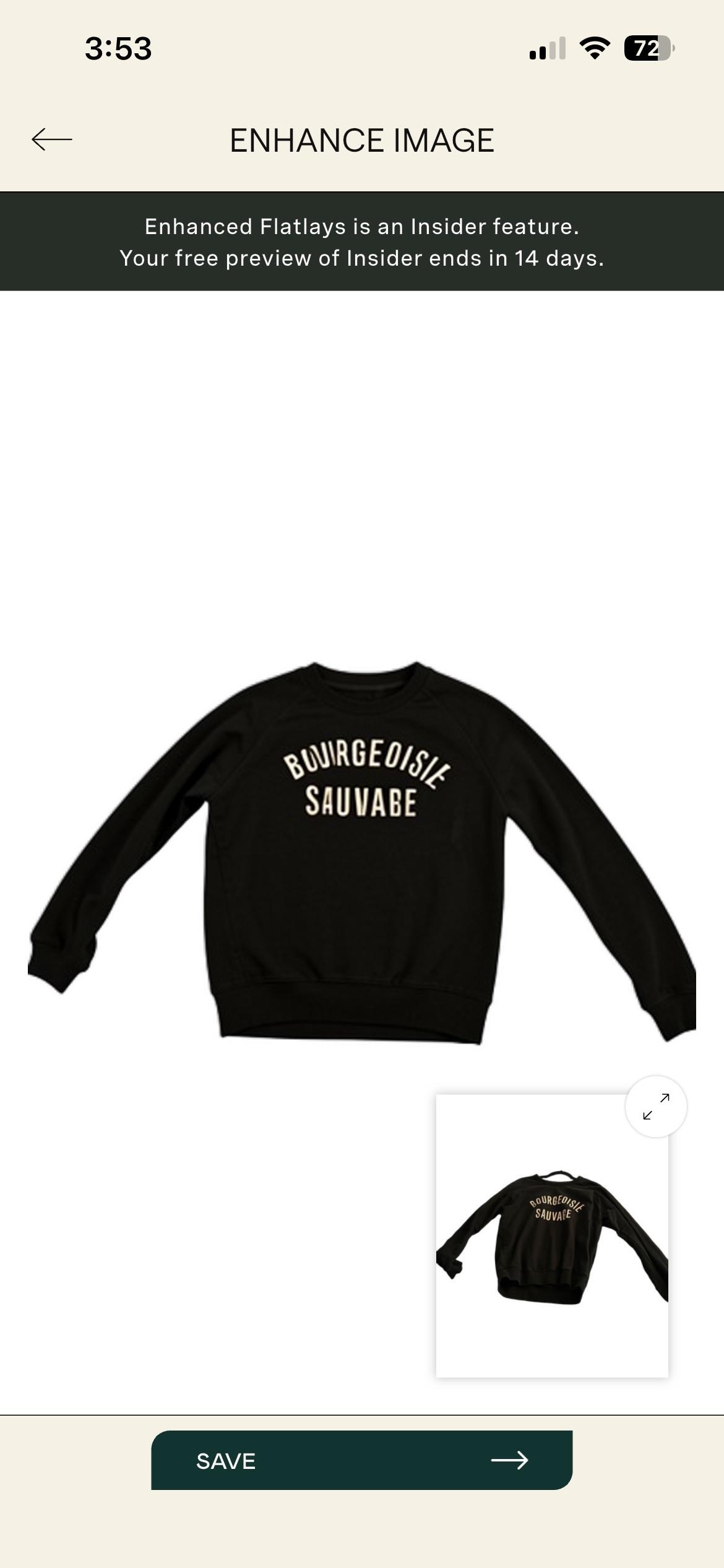A black sweatshirt with text saying BOMIRGEOISIE SAUMA8E.
