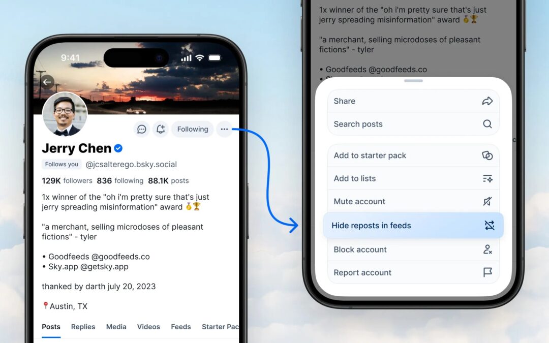 Bluesky now lets you hide reposts from that annoying person you follow