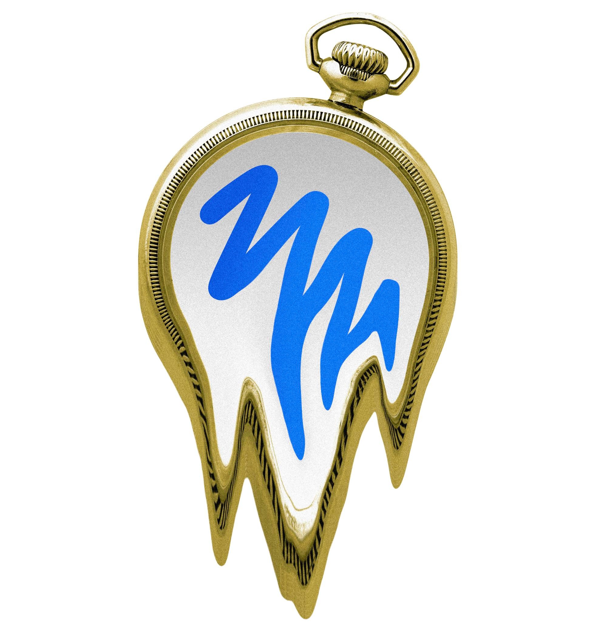 A melting stopwatch with the Muse logo.