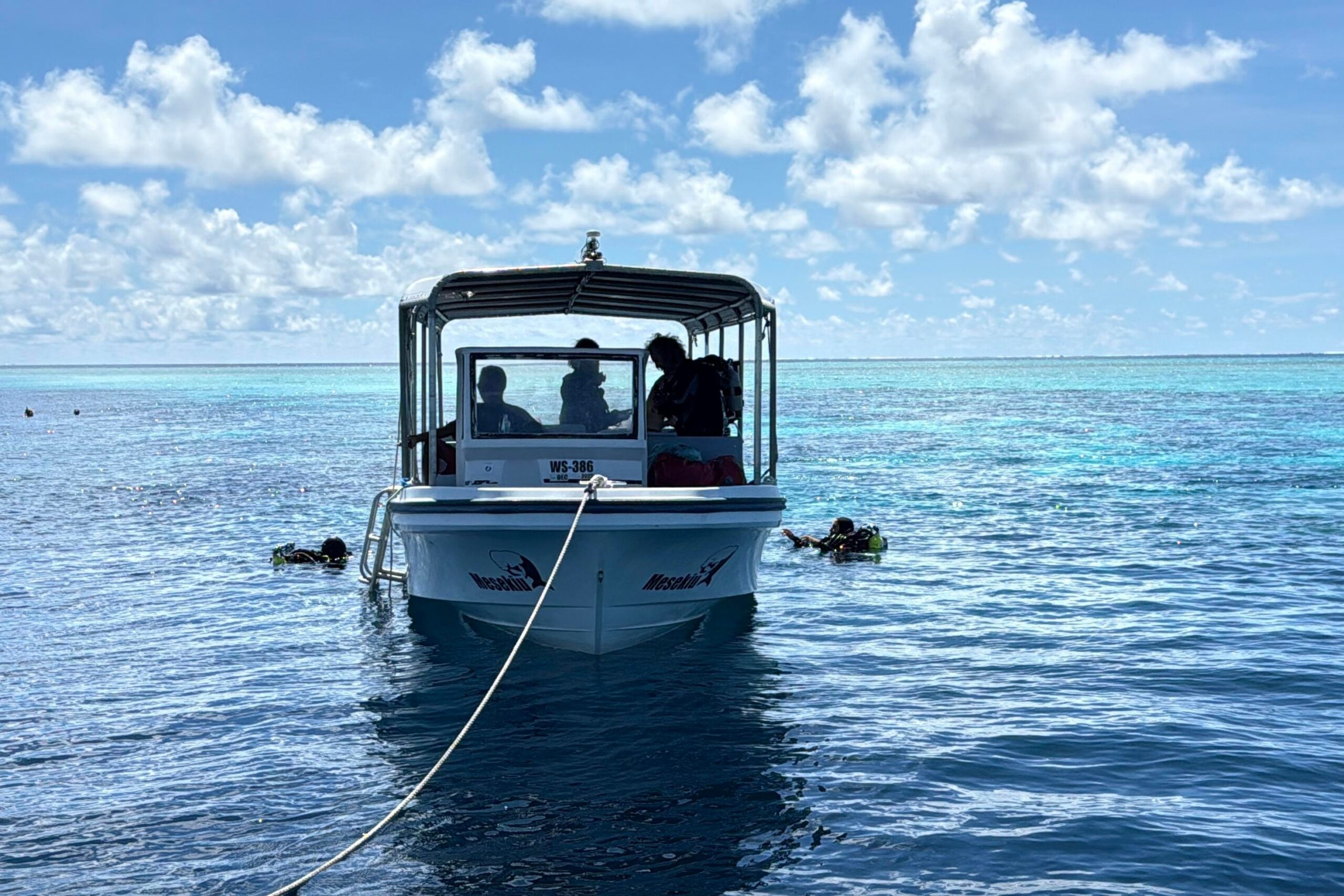 A boat with divers