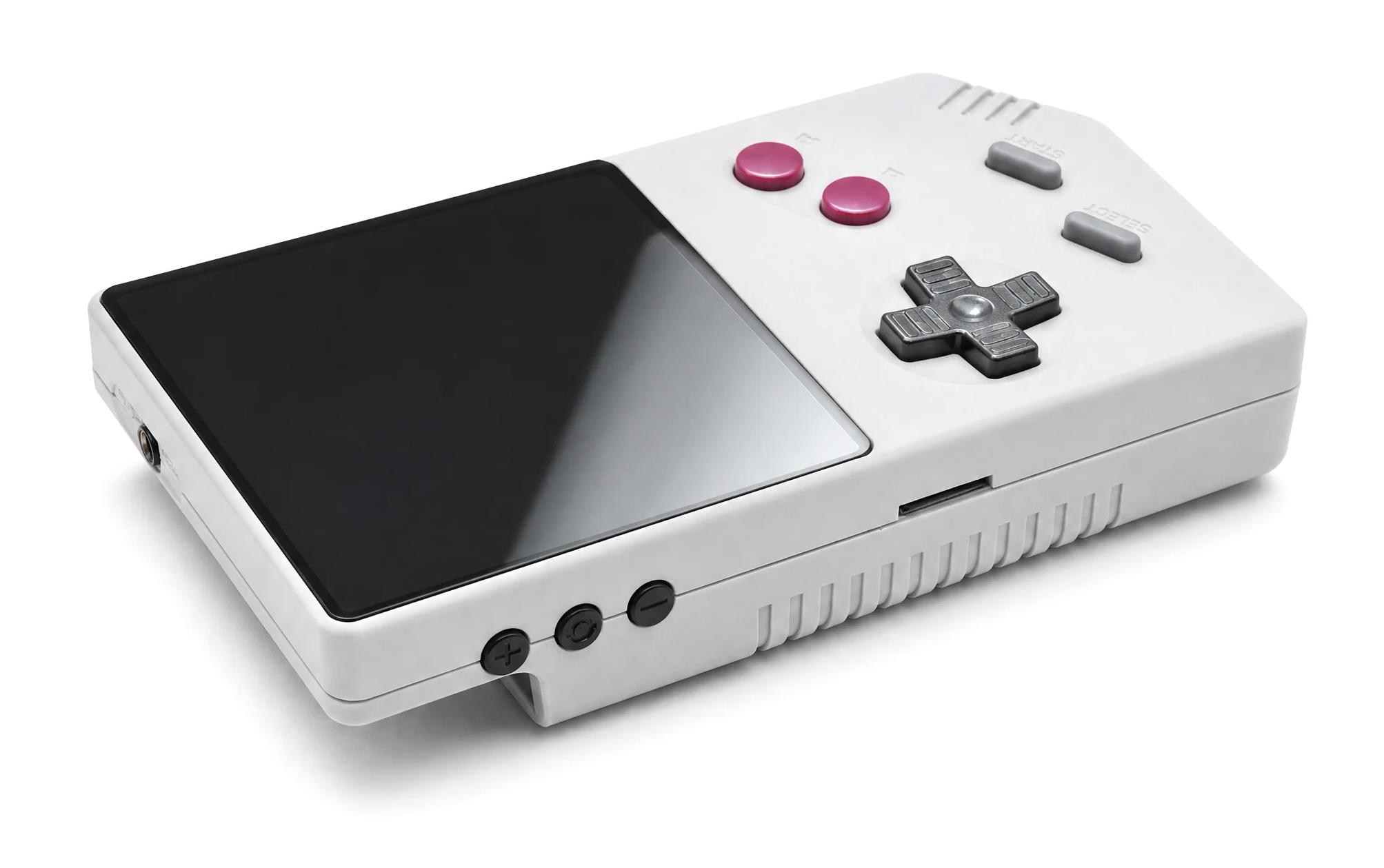 The FunnyPlaying FPGB Mini handheld shown from an angle.