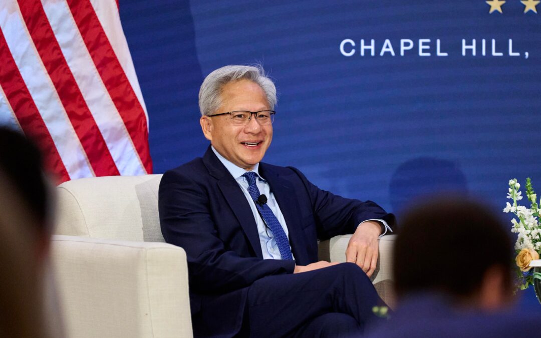 Jensen Huang puts Trump on speakerphone onstage to announce robots won’t take over the world