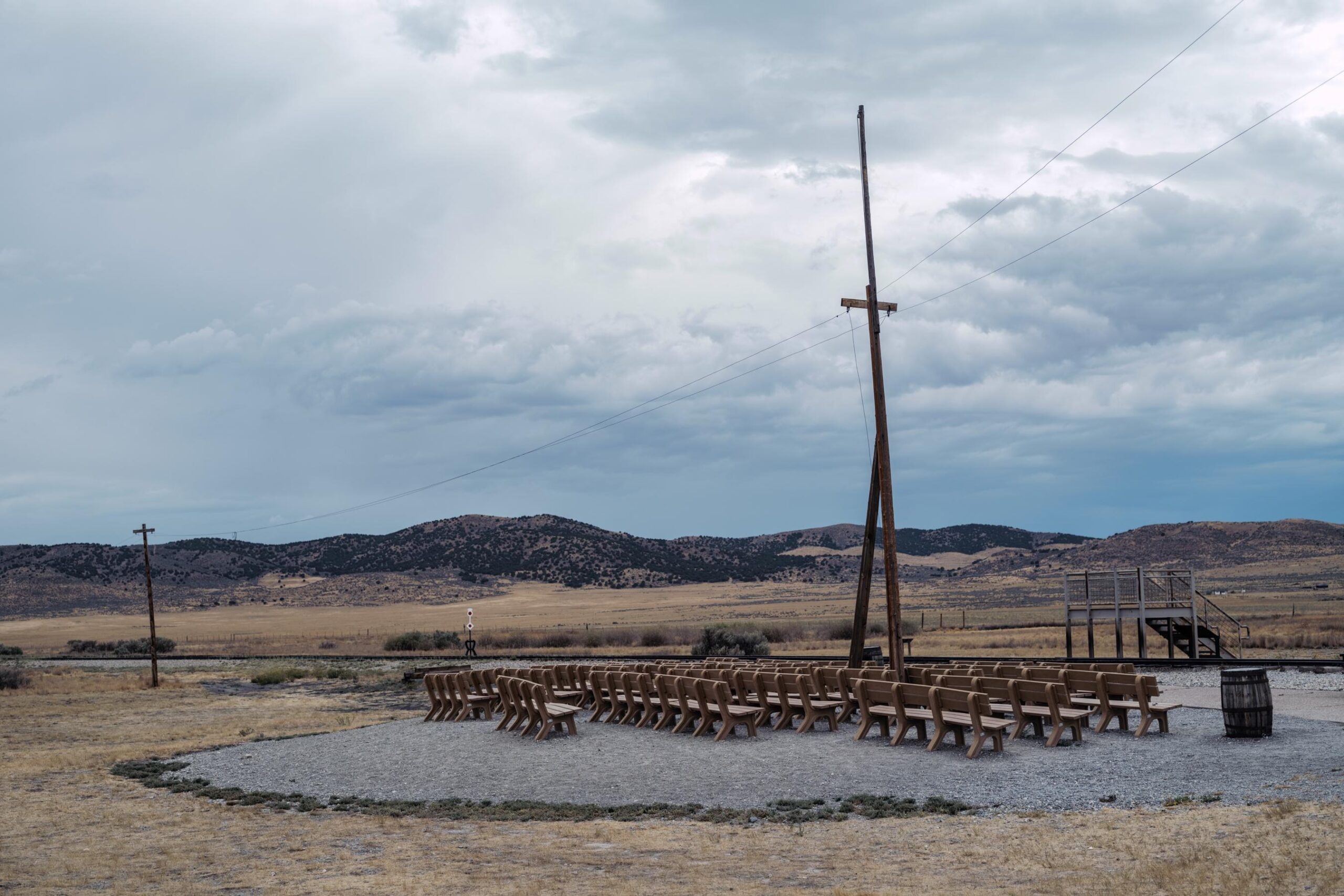 Seating area at Golden Spike National Historical Park.