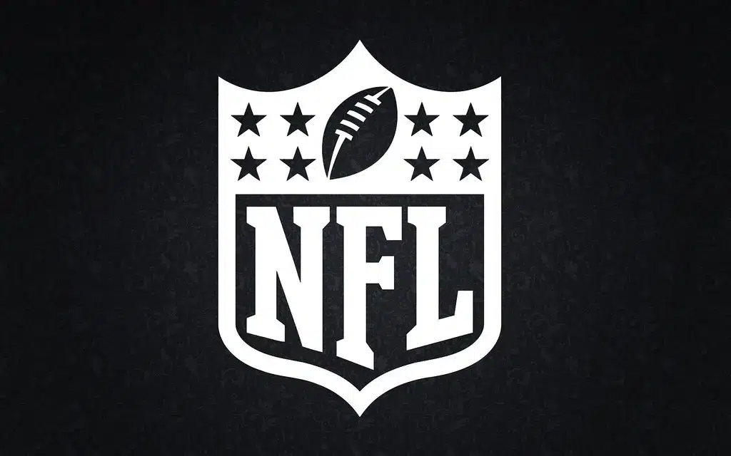 The official National Football League shield logo in white on a dark background.